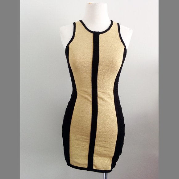 Forever 21 Bodycon Dress in Gold and Black - Picture 1 of 6